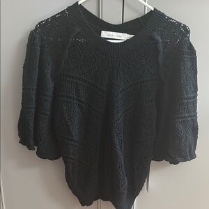 NWT Bishop +Young Black Lace Knit Top sm